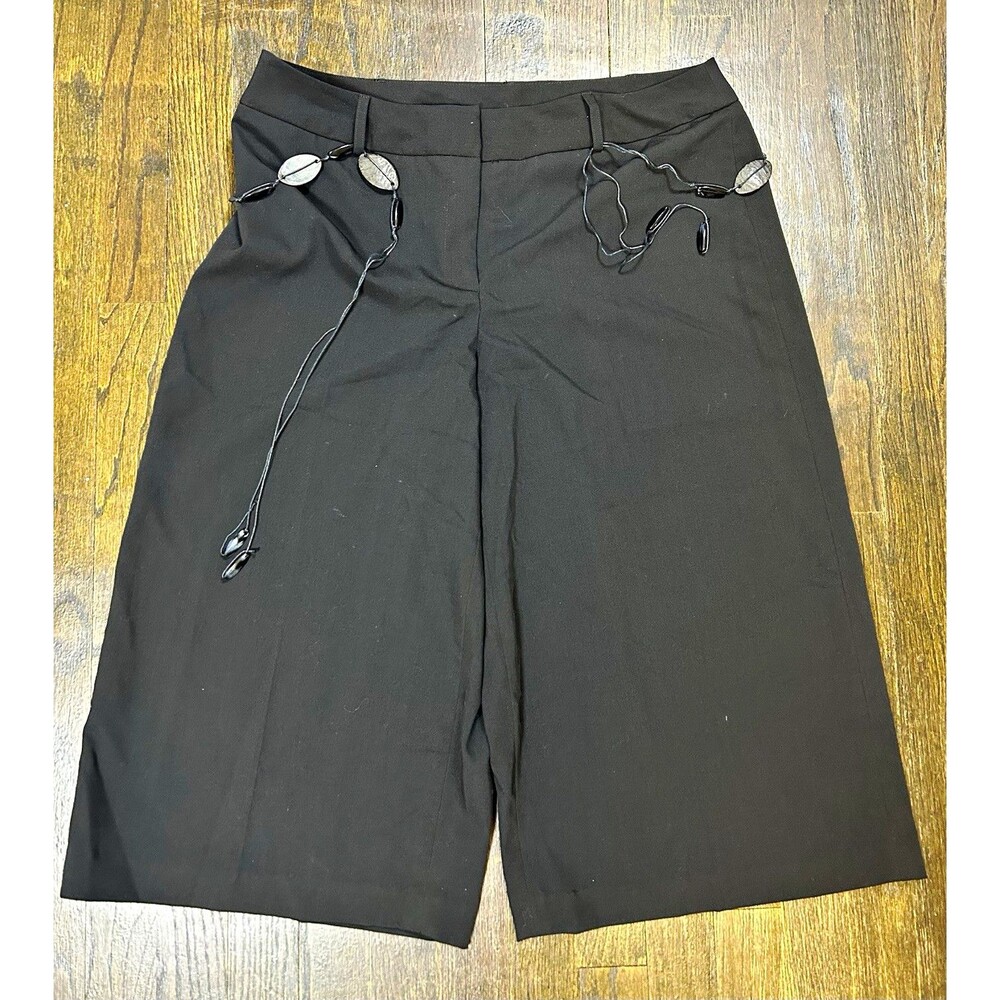 Worthington Stretch Bermuda Dress Shorts 14P Petite Black Flat Front Pockets